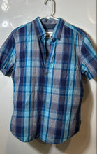Load image into Gallery viewer, Perry Ellis Mens Turquoise Plaid Cotton Short Sleeve Button-Up Shirt Size Large
