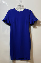 Load image into Gallery viewer, Calvin Klein Womens Blue Round Neck Short Sleeve Back Zip Sheath Dress Size 6
