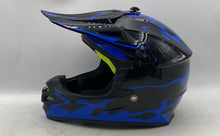 Load image into Gallery viewer, MXJ-Gear Unisex Black And Blue Full-Face Motorbike Helmet Size L W/ Accessories
