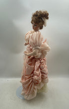Load image into Gallery viewer, Blonde Hair Blue Eyes Decorative Porcelain Doll In Pink Maxi Dress w/ Stand
