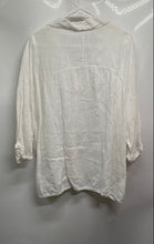 Load image into Gallery viewer, Francesca Bettini Womens White Linen 3/4 Sleeve Collared V-Neck Tunic Top Size L
