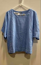 Load image into Gallery viewer, Anne Klein Womens Blue Short Sleeve Collarless Back Button Blouse Top Size Large
