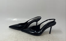 Load image into Gallery viewer, Zara Womens Black Patent Leather Pointed Toe High Slingback Heels Size EUR 36
