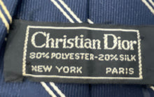 Load image into Gallery viewer, Christian Dior Mens Navy Blue Striped Print Adjustable Pointed Tie
