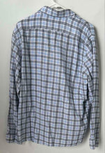 Load image into Gallery viewer, Banana Republic Mens Black Blue Plaid Standard Fit Button-Up Shirt Size L
