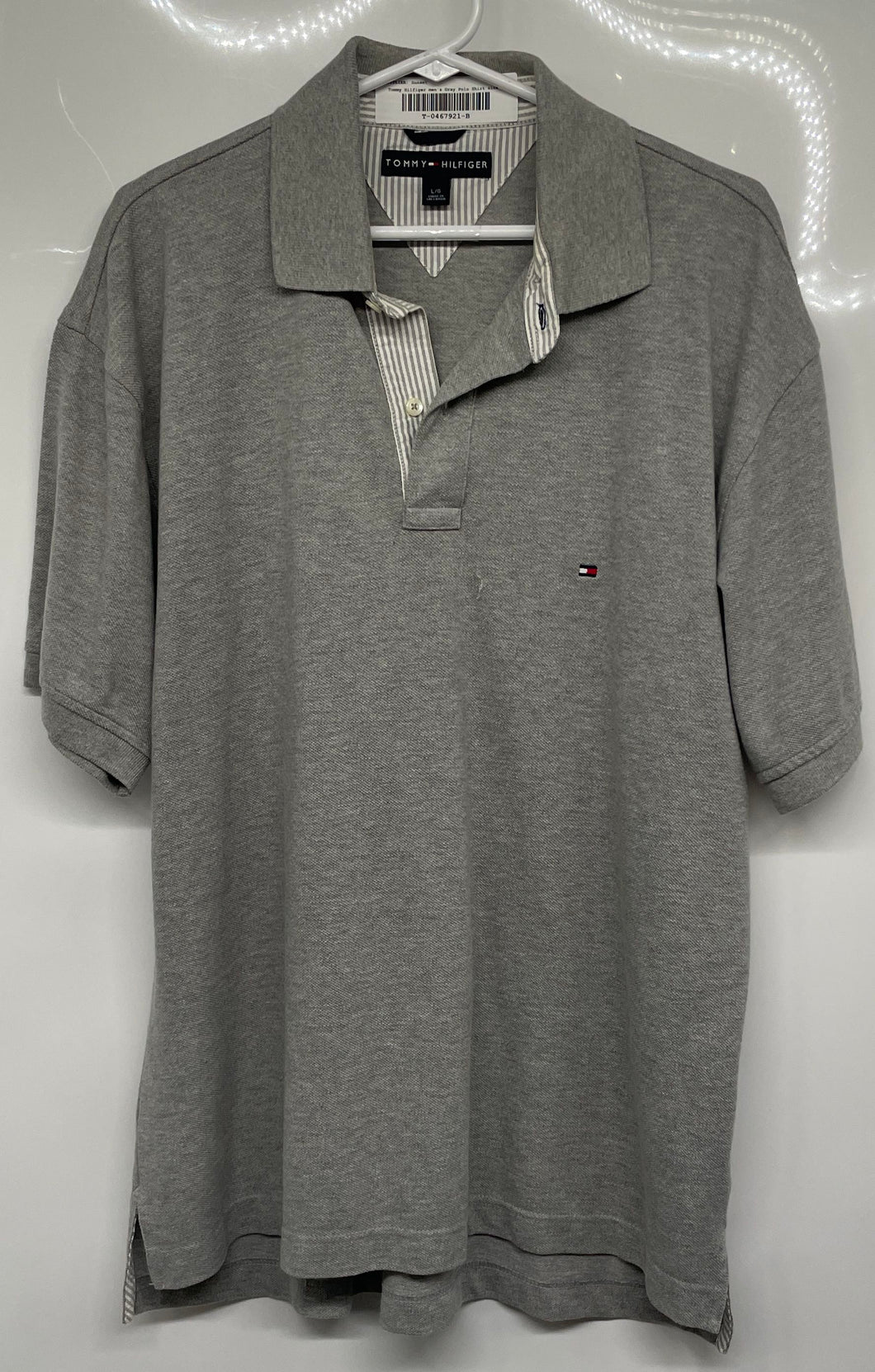 Tommy Hilfiger Mens Gray Short Sleeve Spread Collar Polo Shirt Size Large