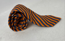 Load image into Gallery viewer, Hugo Boss Mens Orange Blue Striped Adjustable Keeper Loop Pointed Necktie
