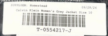 Load image into Gallery viewer, Calvin Klein Womens Gray Long Sleeve Round Neck Pockets Full-Zip Jacket Size 10
