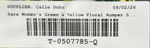Load image into Gallery viewer, Zara Womens Green &amp; Yellow Floral Sleeveless One-Piece Jumpsuit Size Small
