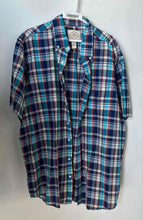Load image into Gallery viewer, St. John's Bay Mens Blue Plaid Cotton Short Sleeve Button-Up Shirt Size 2XLT
