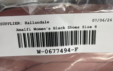 Load image into Gallery viewer, Amalfi Womens Black Leather Peep Toe Slip-On Stiletto Pump Heels Size 8 AA
