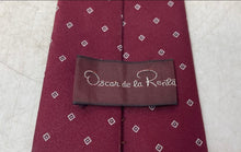 Load image into Gallery viewer, Oscar De La Renta Mens Burgundy Geometric Adjustable Formal Pointed Tie
