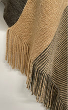 Load image into Gallery viewer, Chico&#39;s Womens Beige Gray Striped Shine Cowl Neck Poncho Sweater One Size w/ Tag
