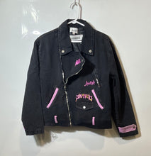 Load image into Gallery viewer, Loud And Live Womens Black Printed Long Sleeve Full-Zip Denim Jacket Size XS
