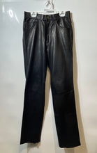 Load image into Gallery viewer, Wilsons Womens Black Genuine Leather Button Front Straight Leg Trouser Pants 28
