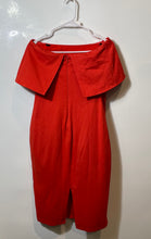 Load image into Gallery viewer, Bebe Womens Red Off The Shoulder Back Zip Bodycon Dress Size Medium
