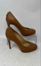 Load image into Gallery viewer, Michael Kors Womens Antoinette Brown Leather Padlock Pump Heels Size 5 1/2M
