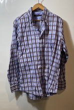 Load image into Gallery viewer, Authentic Valentino Mens Blue Brown Plaid Long Sleeve Button-Up Shirt Size XL
