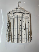 Load image into Gallery viewer, Ann Taylor Loft Womens White Black Polka Dot Long Sleeve Button-Up Shirt Size SP
