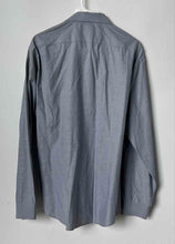 Load image into Gallery viewer, Calvin Klein Mens Gray Printed Slim Fit Stretch Dress Shirt Size 17 34/35
