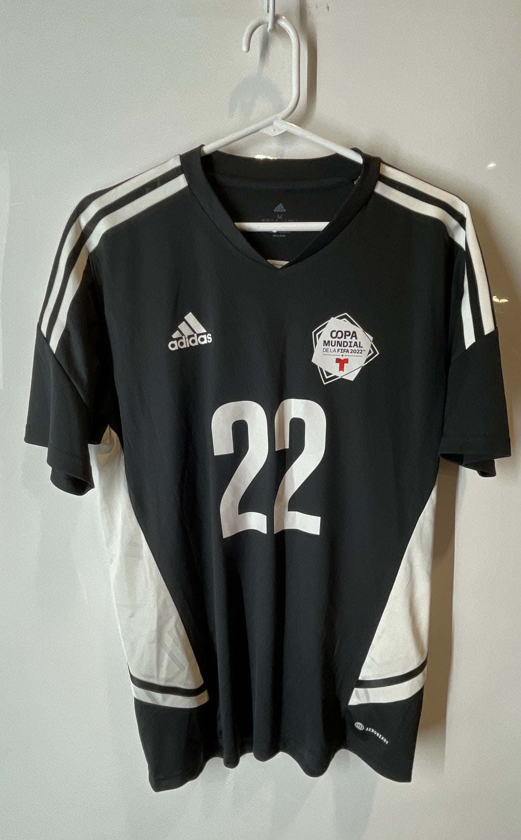 Adidas Mens Black White Copa Mundial De La FIFA 2022 World Cup Jersey Size M