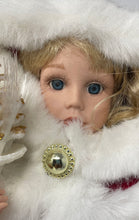 Load image into Gallery viewer, Vintage Collectible Blonde Curly Hair Play Doll In Red Christmas Dress w/ Stand
