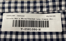 Load image into Gallery viewer, Lacoste Mens White Gingham Long Sleeve Regular Fit Button-Up Shirt Size M
