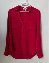 Load image into Gallery viewer, Express Womens Portofino Red Spread Collar Long Sleeve Button-Up Shirt Size M
