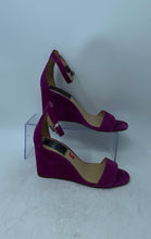 Load image into Gallery viewer, Michael Kors Womens Fiona Purple Suede Wedge Heel Ankle Strap Sandals Size 6M
