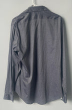 Load image into Gallery viewer, Calvin Klein Mens Gray Printed Slim Fit Stretch Dress Shirt Size 16 34/35

