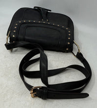 Load image into Gallery viewer, Franco Sarto Womens Rex Dark Gray Leather Adjustable Strap Studded Crossbody Bag
