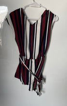 Load image into Gallery viewer, Express Womens Multicolor Striped Asymmetrical Hem Surplice Wrap Blouse Top Sz L
