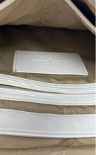 Load image into Gallery viewer, Cole Haan Womens White Perforated Leather Turn Lock Flap Shoulder Handbag
