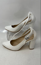 Load image into Gallery viewer, HYL Womens White Almond Toe Ankle Strap Block Pump Heels Size EU 38
