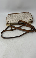 Load image into Gallery viewer, Calvin Klein Womens Beige Brown Monogram Detachable Strap Crossbody Handbag

