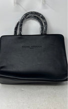 Load image into Gallery viewer, Michel Germain Paris Womens Black Faux Leather Detachable Strap Zip Satchel Bag
