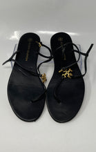 Load image into Gallery viewer, Authentic Tory Burch Womens Capri Black Leather Thong Sandals Size 8.5M Damaged
