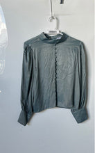 Load image into Gallery viewer, Zara Womens Green Long Sleeve Front Button Blouse Top Size Medium
