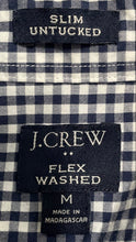 Load image into Gallery viewer, J.Crew Mens Blue White Gingham Slim Fit Long Sleeve Button-Up Shirt Size Medium
