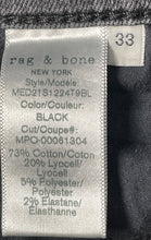Load image into Gallery viewer, Rag &amp; Bone Mens Black Denim Dark Wash Extra Slim Fit Skinny Leg Jeans Size 33
