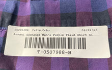 Load image into Gallery viewer, Armani Exchange Mens Purple Check Long Sleeve Regular Fit Button-Up Shirt Size S
