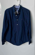 Load image into Gallery viewer, Tommy Hilfiger Mens Dark Blue Long Sleeve Custom Fit Button-Up Shirt Size M
