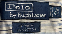 Load image into Gallery viewer, Polo Ralph Lauren Mens Curham White Blue Striped Cotton Dress Shirt Size 17
