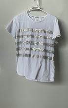 Load image into Gallery viewer, Karl Lagerfeld Womens Gray White Sequin Short Sleeve T-Shirt Size Medium
