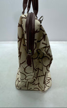 Load image into Gallery viewer, Calvin Klein Womens Beige Brown Monogram Print Top Handle Travel Tote Bag
