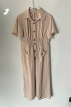 Load image into Gallery viewer, Unigirl Womens Beige Short Sleeve Spread Collar Comfort Shirt Dress Size S
