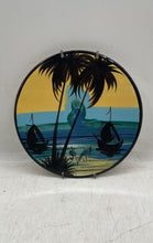 Load image into Gallery viewer, Santo Domingo Home Decorative Palm Tree Boat Ocean Scene Hand Painted Plate
