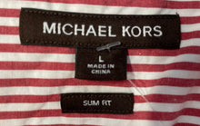 Load image into Gallery viewer, Michael Kors Mens Red White Long Sleeve Button-Up Shirt Size Large
