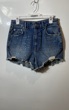 Load image into Gallery viewer, Zara Womens Blue Medium Wash Distressed Stretch Pockets Cut-Off Shorts Size 6
