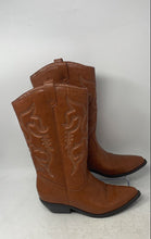 Load image into Gallery viewer, Soda Womens Reno Brown Leather Pull-On Mid-Calf Cowgirl Western Boots Size 8
